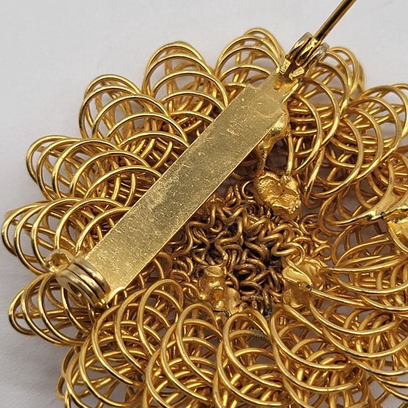 Vtg Gold Tone Wire Spirograph Floral Brooch Pin - Picture 4 of 6